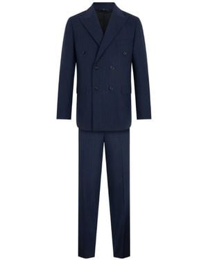 Brooks Brothers Double-Breasted Pinstripe Suit - Blue