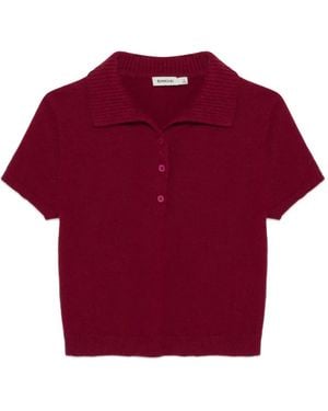 Jonathan Simkhai Short-Sleeve Polo Top - Red