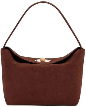 Christopher Esber Mini Turnlock Suede Shoulder Bag - Brown