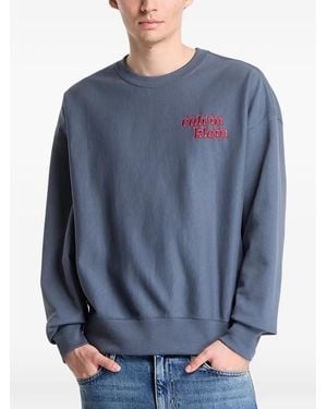 Calvin Klein Embroidered-Logo Jumper - Blue