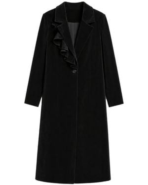 Alice + Olivia Abrigo De Terciopelo Con Ribete De Volantes - Negro