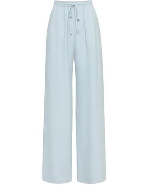 Oscar de la Renta Drawstring-Waist Silk Trousers - Blue