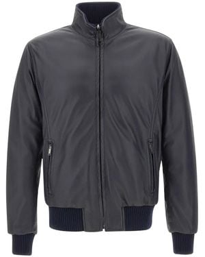 Volfagli 12 Quilted Reversible Leather Jacket - Gray