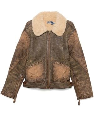 Polo Ralph Lauren Annual Shearling Regular-Fit Leather Jacket - Brown