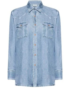 Pierre Louis Mascia Buttoned Pocket Silk Shirt - Blue