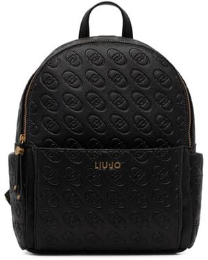 Liu Jo Debossed-Logo Backpack - Black