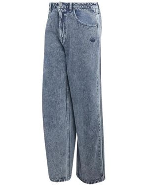 adidas Logo-Embroidered Side-Stripe Jeans - Blue