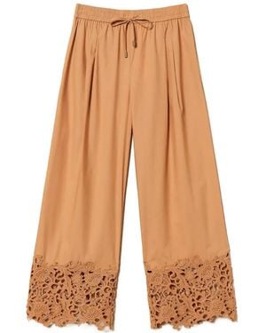 Twinset Pantalon À Taille Élastiquée - White