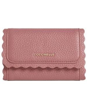 Coccinelle Lace Scalloped-Edge Pebbled Wallet - Pink