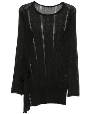 Yohji Yamamoto Jersey Con Dobladillo Asimétrico - Negro