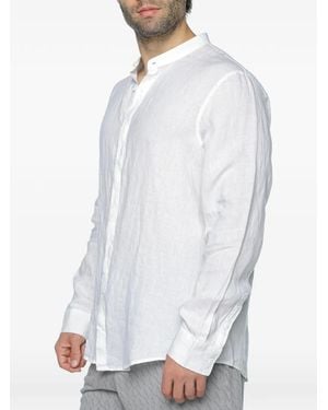 ARMANI EXCHANGE Linen Mandarin-Collar Shirt - White