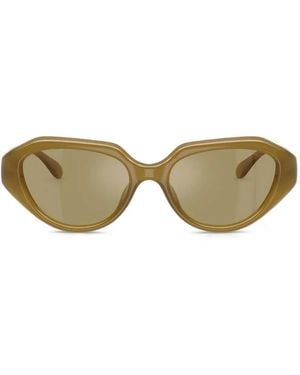 COACH C Logo-Plaque Geometric-Frame Sunglasses - Metallic