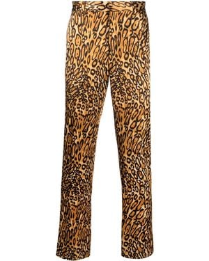 Moschino Animal-Print Slim-Cut Trousers - Natural