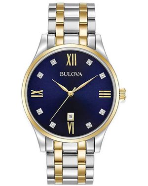 Bulova Classic 40Mm Diamond-Embellished Watch - Blue