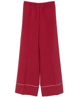 Alberta Ferretti Piped Wide-Leg Pants - Red
