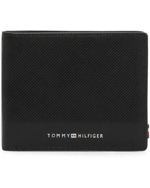Tommy Hilfiger Logo-Detail Diagonal-Textured Wallet - Black