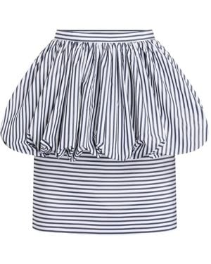 Patou Striped Peplum Mini Fitted Skirt - Blue