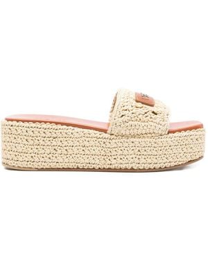 Versace Logo-Detail Sandals - Natural