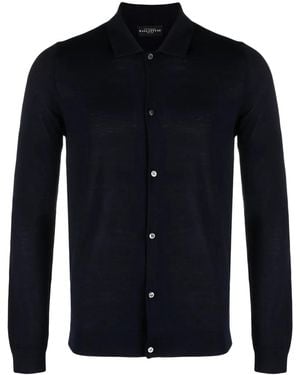 Ballantyne V-Neck Wool Cardigan - Blue