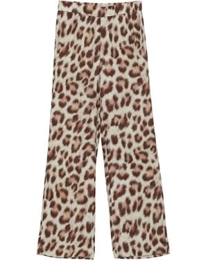 Luisa Cerano Leopard-Print Trousers - White