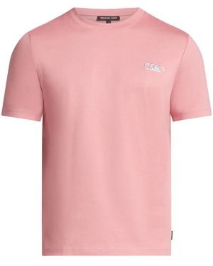 Michael Kors Logo-Embroidered Cotton T-Shirt - Pink