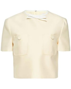 Self-Portrait Bow-Detail Cropped Top - Natural