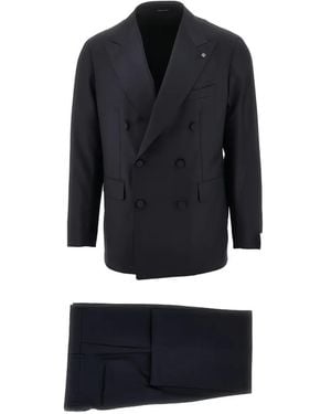Tagliatore Super 110's Double-Breasted Wool Suit - Blue