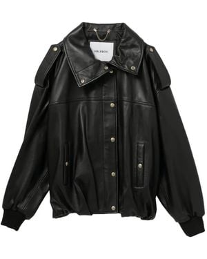 Halfboy Snap-Button Leather Jacket - Black