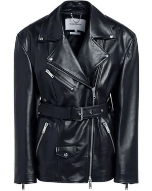 Halfboy Belted Leather Jacket - Black