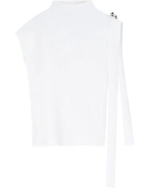 Lanvin Sleeveless Button-Embellished Blouse - White