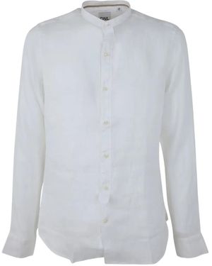 Dnl Korean-Neck Linen Shirt - White