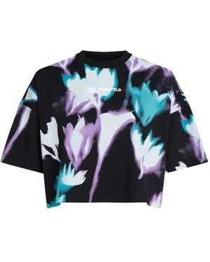 Karl Lagerfeld フローラル Tシャツ - ブルー