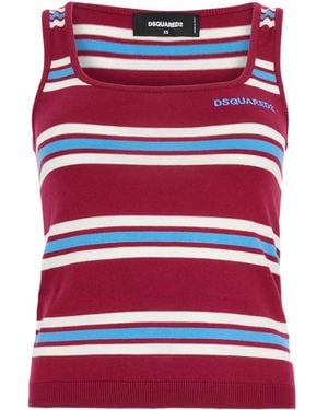 DSquared² Striped Knit Tank Top - Red