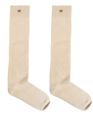 Ganni Socken Mit Logo-Schild - Weiß