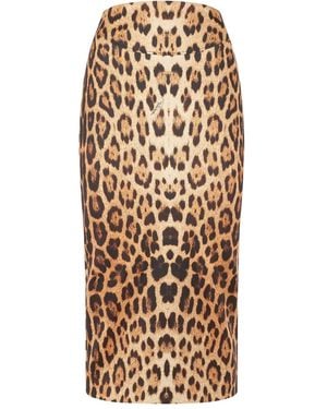 Roberto Cavalli Jaguar-Print Pencil Skirt - Natural