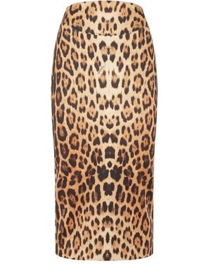 Roberto Cavalli Jaguar-Print Pencil Skirt - Natural