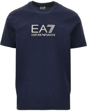 EA7 Logo-Print T-Shirt - Blue