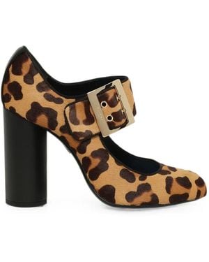 Lanvin Leopard-Print Court Shoes - White