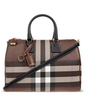 Burberry Bolso Bowling Check Mediano - Marrón