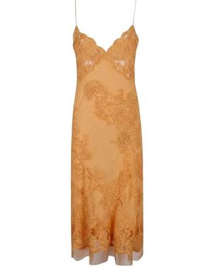 Ermanno Scervino Lace-Appliqué Midi Slip Dress - White