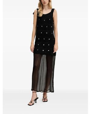 Never Fully Dressed Tie-Detail Embellished Maxi Dress - Black