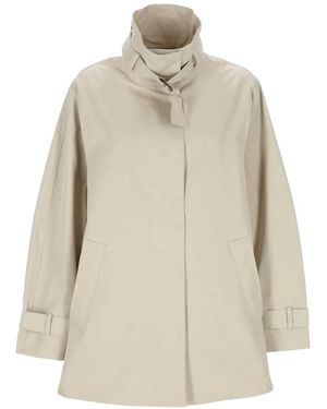 EMMA & GAIA Buckle-Fastening High-Neck Coat - Natural
