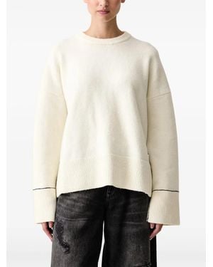 KARL LAGERFELD Logo-Embroidered Side-Slit Jumper - White