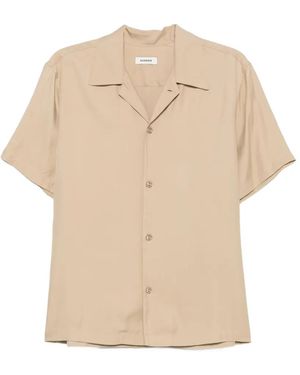 Sandro Shark-Collar Short-Sleeve Shirt - Natural
