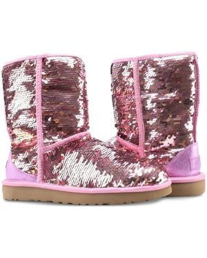UGG Classic Short Sequin Boots - Pink