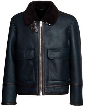 Dondup Shearling-Collar Leather Jacket - Black
