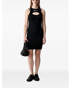KARL LAGERFELD Robe Courte À Logo Brodé Et Découpes - Black