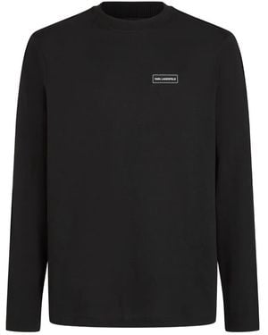 Karl Lagerfeld Langarmshirt Mit Logo-Patch - Schwarz