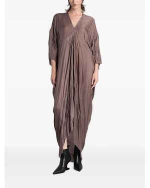 Rick Owens Tommy Gathered Draped Maxi Dress - Brown