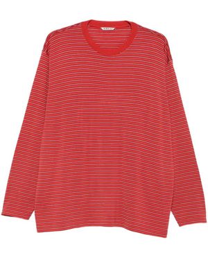 AURALEE Striped Long-Sleeve T-Shirt - Red